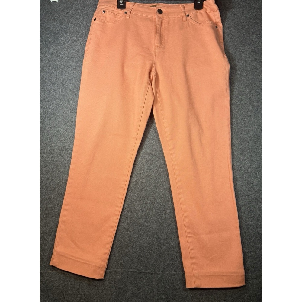 Ellen Tracy Peach Coral Straight Leg Crop Jeans Size 8